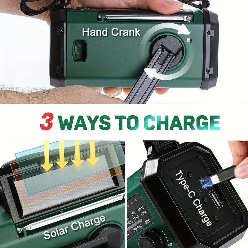 Emergency Radio with Power Bank – 10000mAh & Flashlight