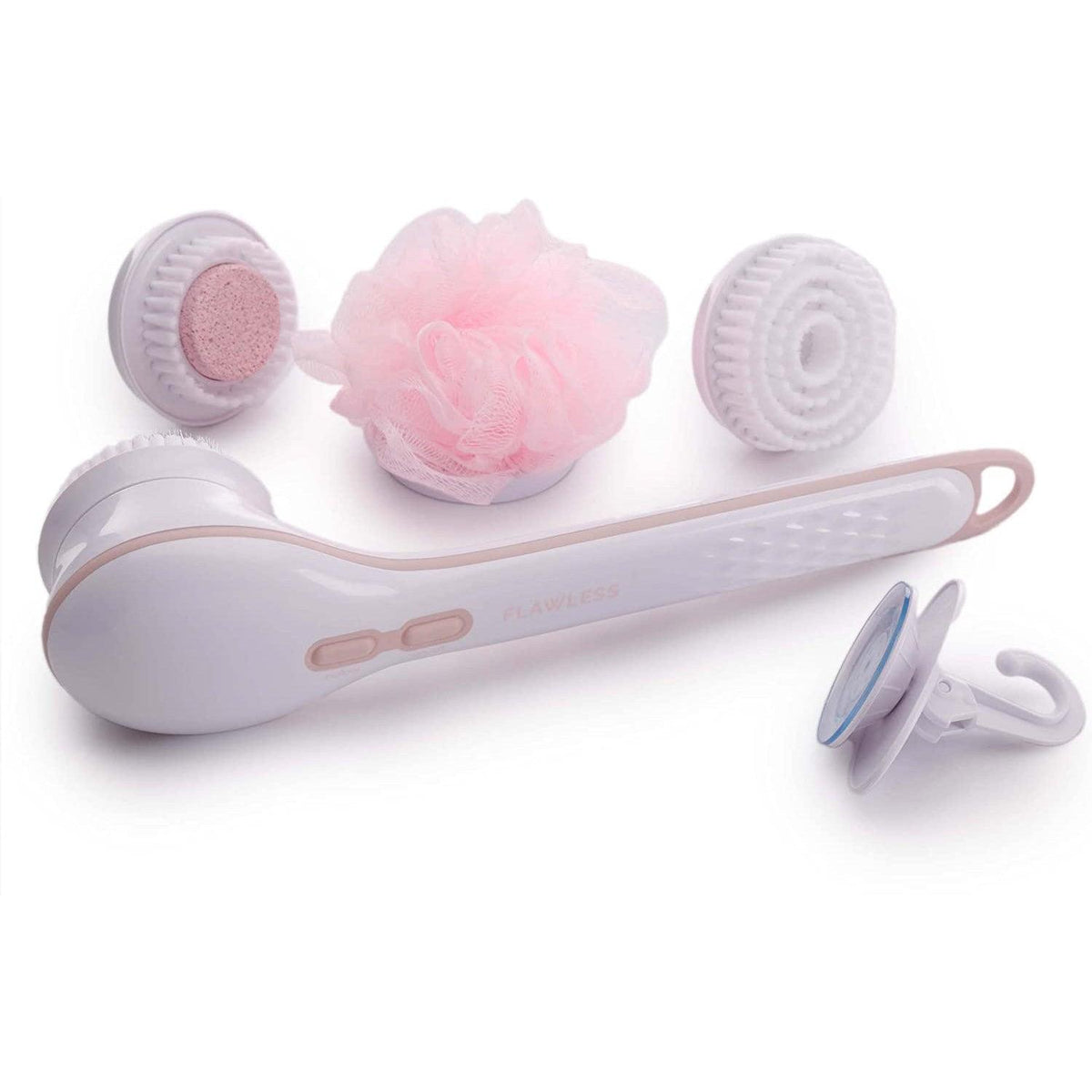 Electric Body Brush - Flawless Cleanse Spa with 3 Multi-Purpose Cleansing Heads for a Full Body Spa Experience