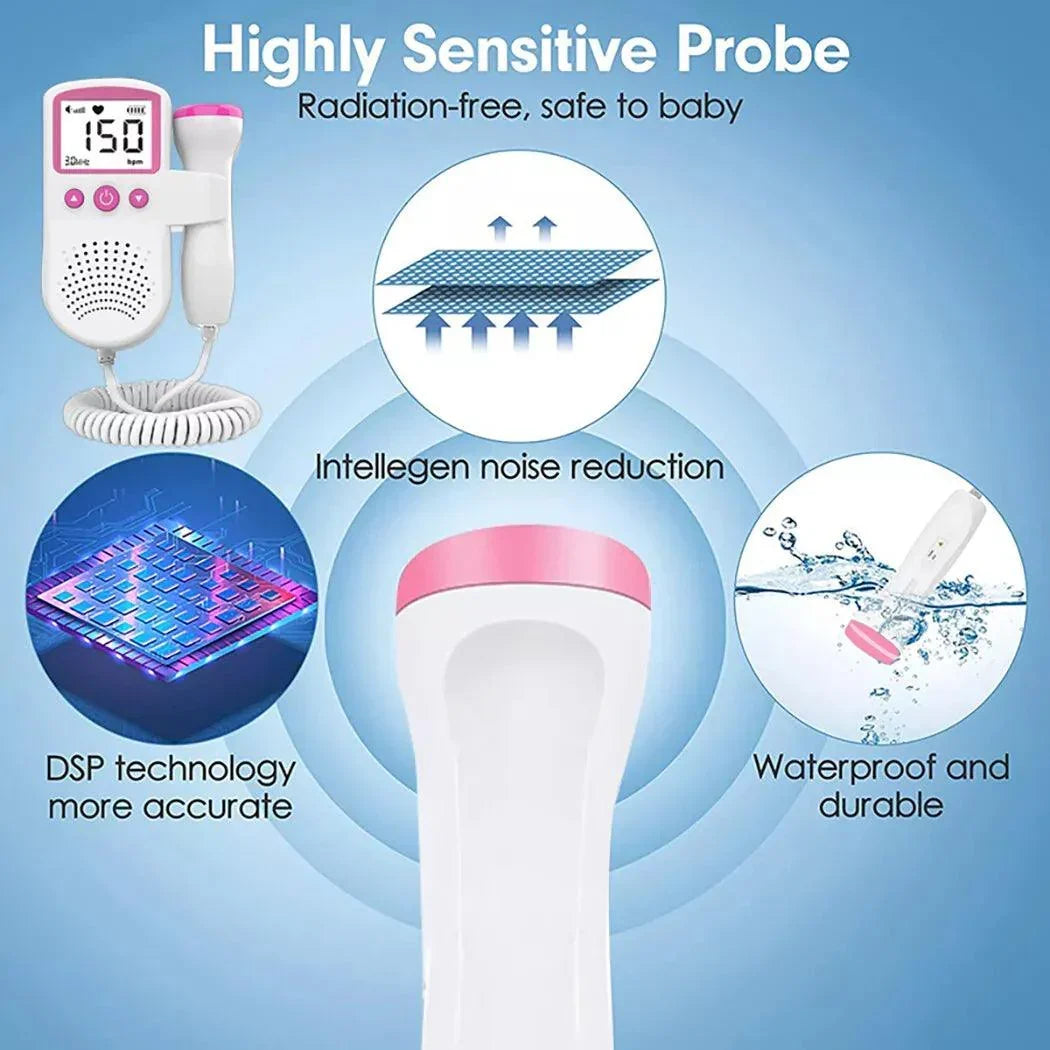 Baby Heart Monitor - Doppler Fetal Baby Heart Beat Rate Probe Prenatal Monitor Ultrasonic