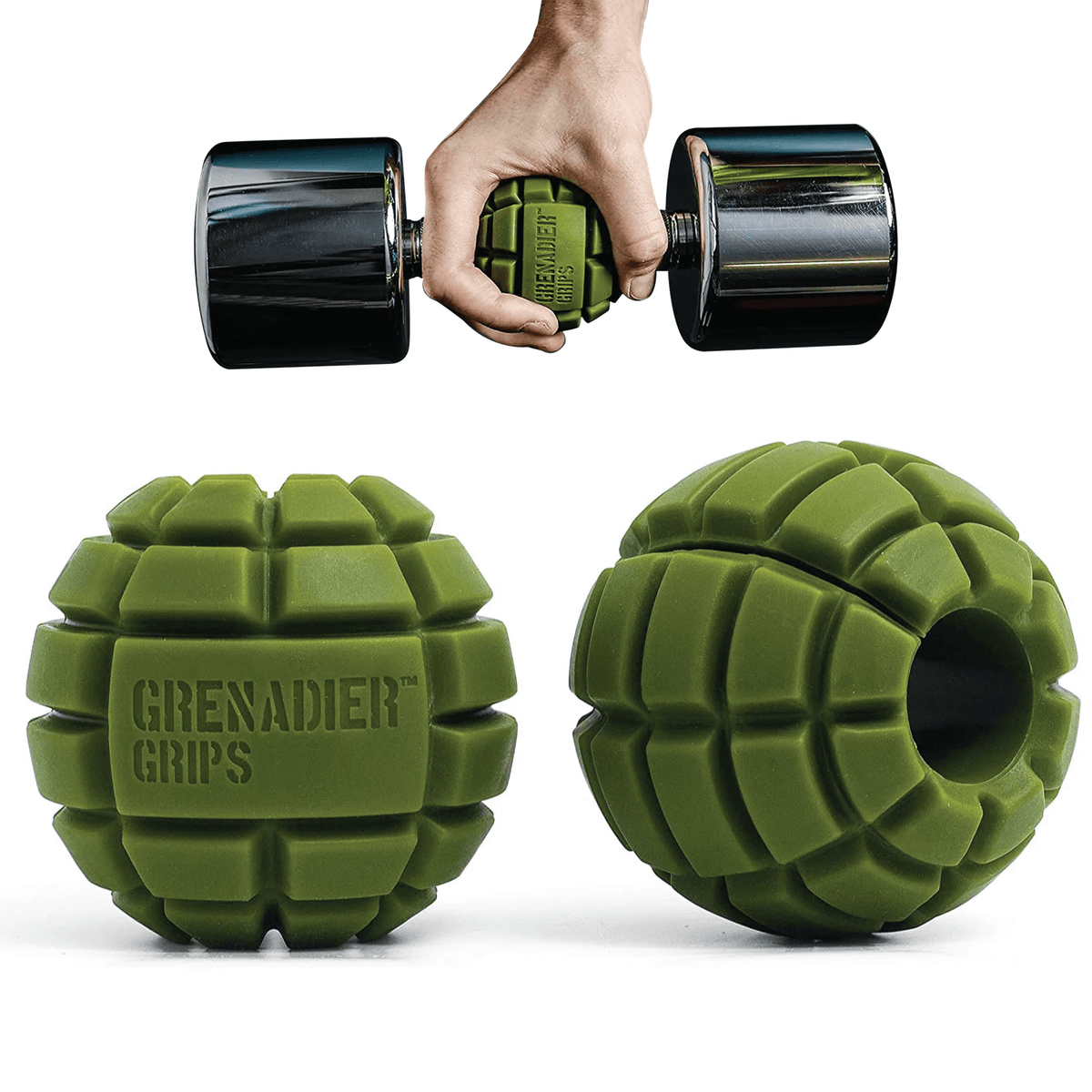 Grenadier Grips by Gunsmith - 2x Gunsmith Fitness Grenadier Grips Unique Fat Bar Dumbell/Barbell Grips For Huge Size Gains, Explosive Power