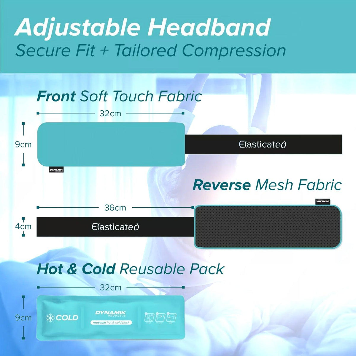 Migraine Ice Pack - Adjustable Head Wrap For Hot Cold Therapy