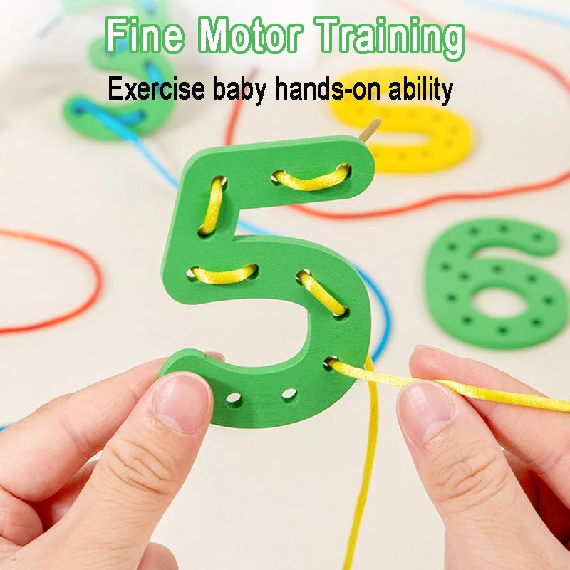Letters and Numbers Wooden Threading Educational Toy