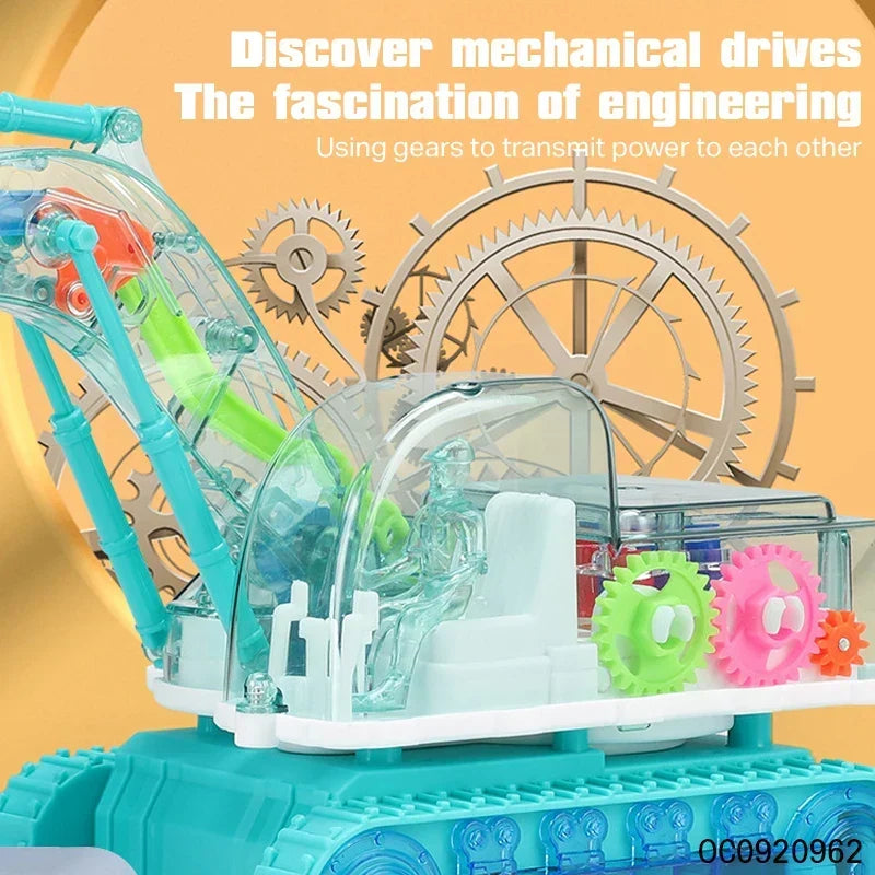 Dancing and glowing musical excavator
