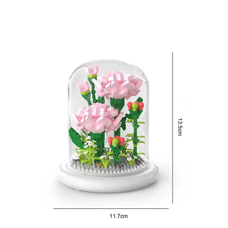 Elegant building block flower in a glass