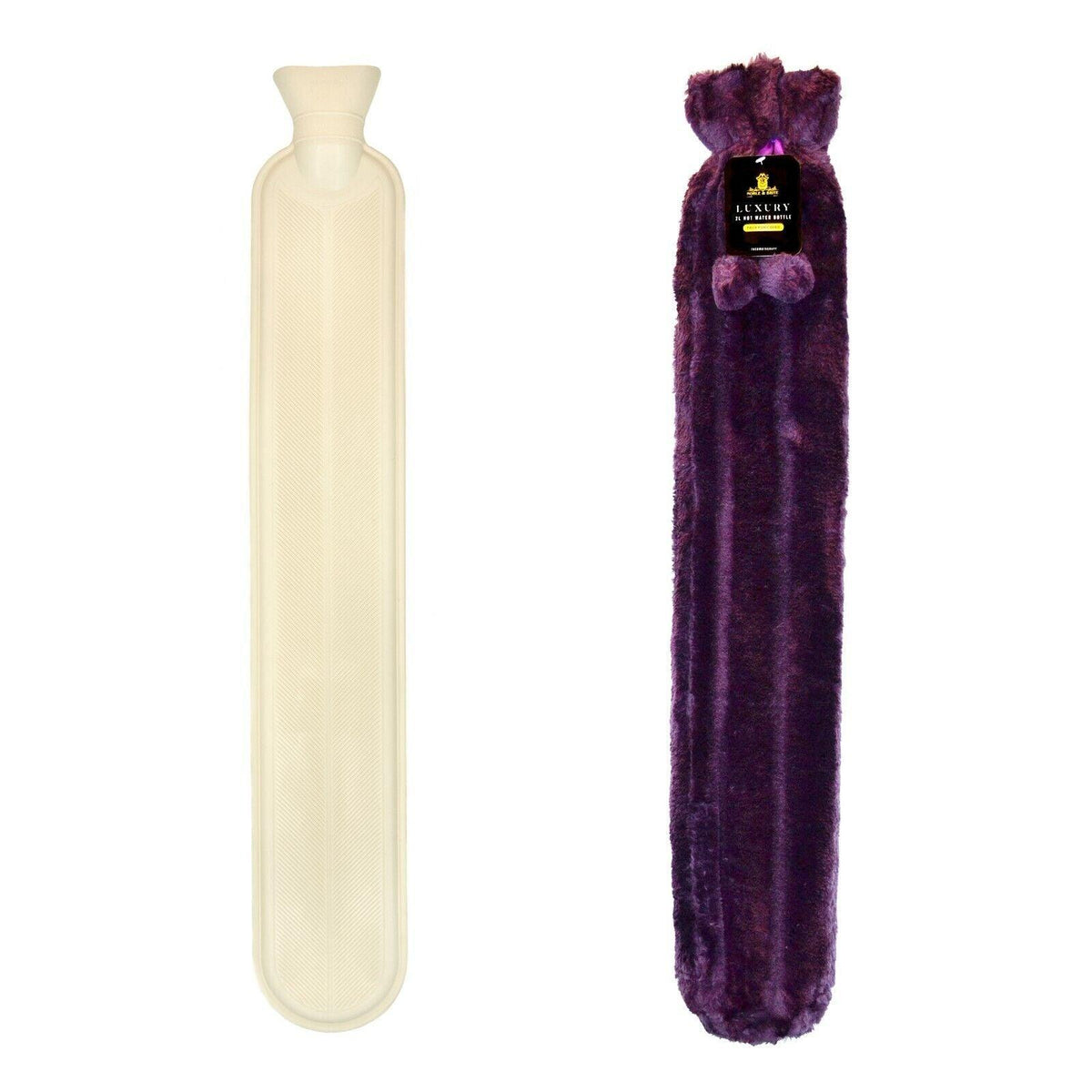 Hot Water Bottle With Cover - Long Hot Water Bottle With Fluffy Cover 2 Litre Extra Long
