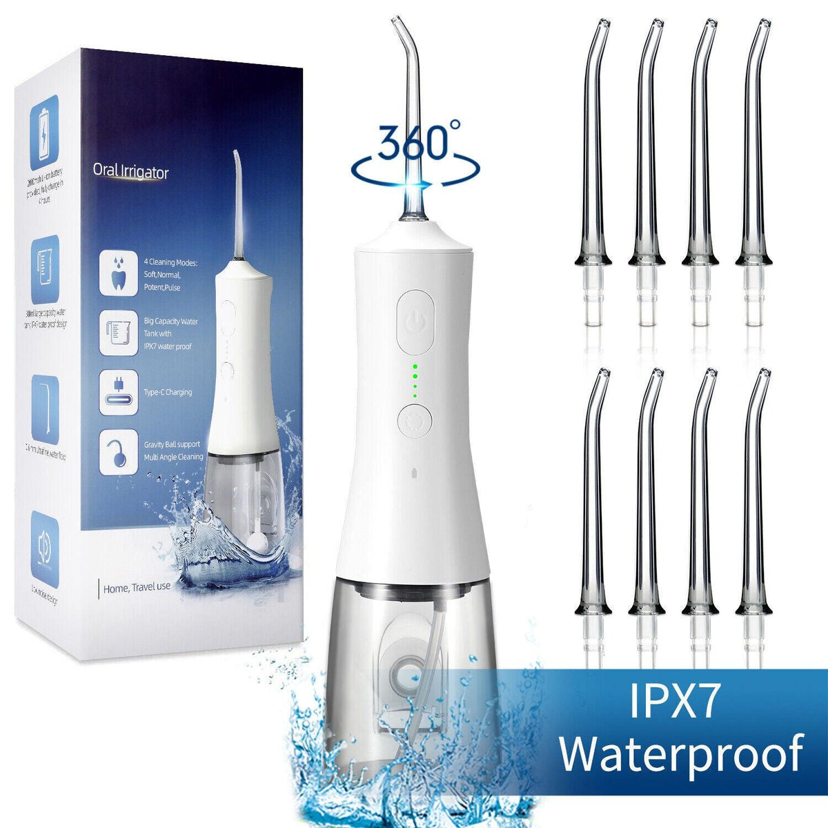 Waterpik Cordless Water Flosser - Cordless Water Flosser Dental Oral Irrigator for Teeth Cleaner 8 Jet Tips