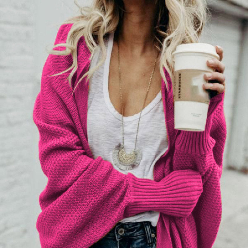 WOMEN'S BATWING CABLE KNITTED SLOUCHY OVERSIZED CARDIGAN SWEATER