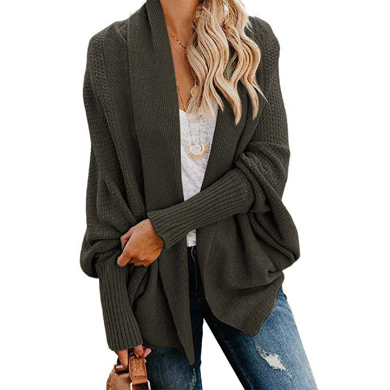 WOMEN'S BATWING CABLE KNITTED SLOUCHY OVERSIZED CARDIGAN SWEATER