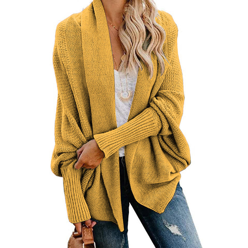 WOMEN'S BATWING CABLE KNITTED SLOUCHY OVERSIZED CARDIGAN SWEATER