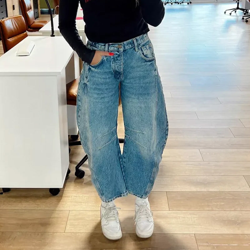 Women's Loose Wide-Leg Mid-Rise Pants