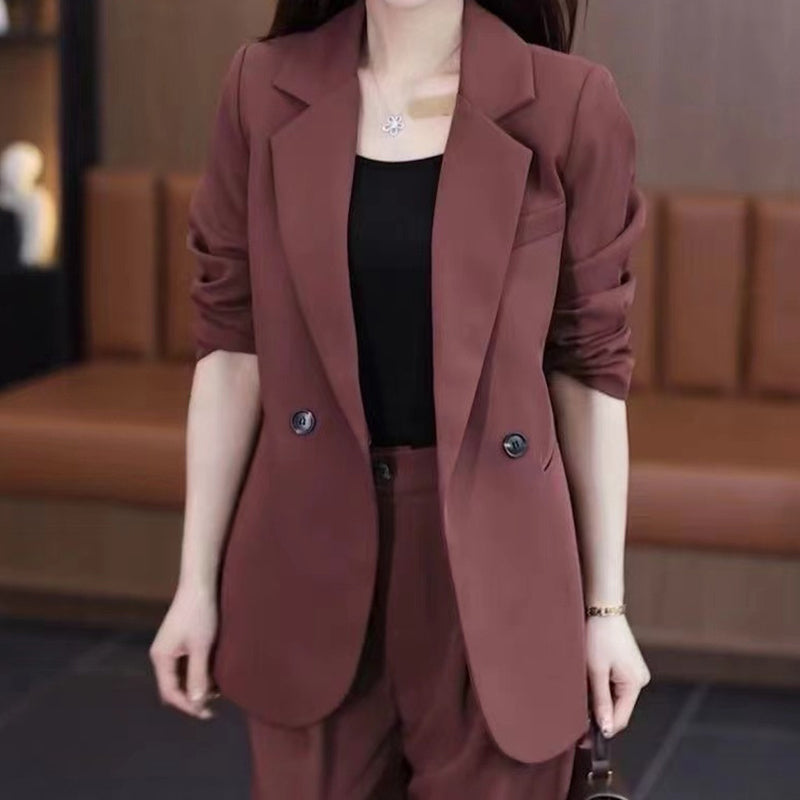 Women's Trendy Solid Color Two-Piece Outfits Blazer & Pants