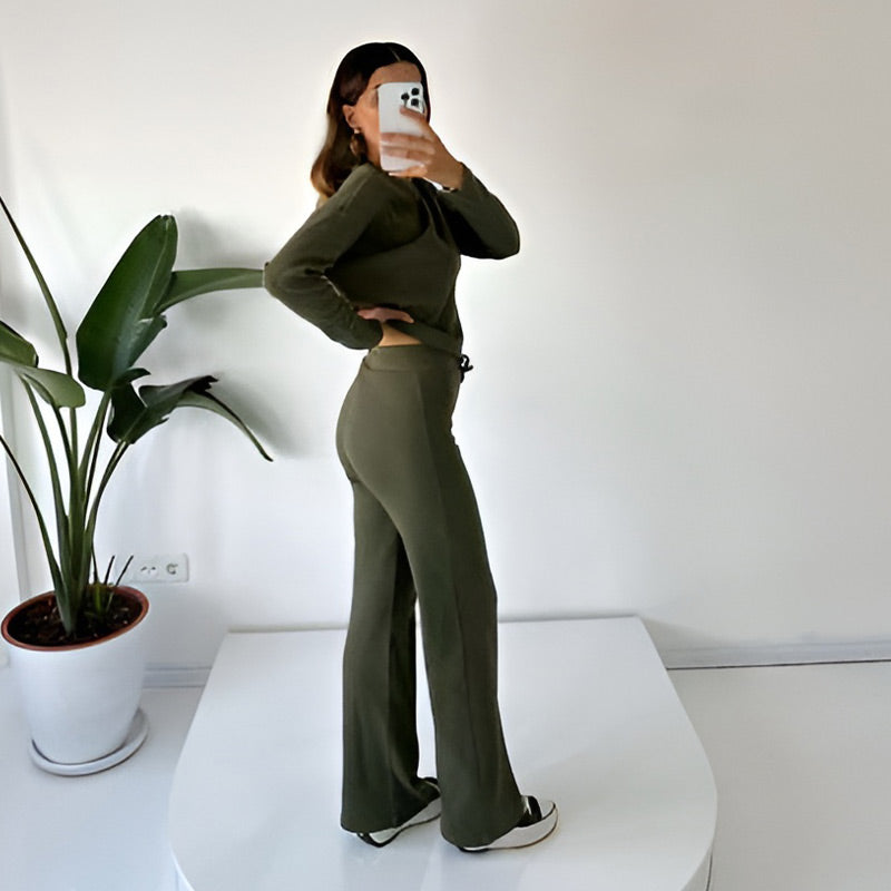 Women's Casual Solid Color 2-Piece Set