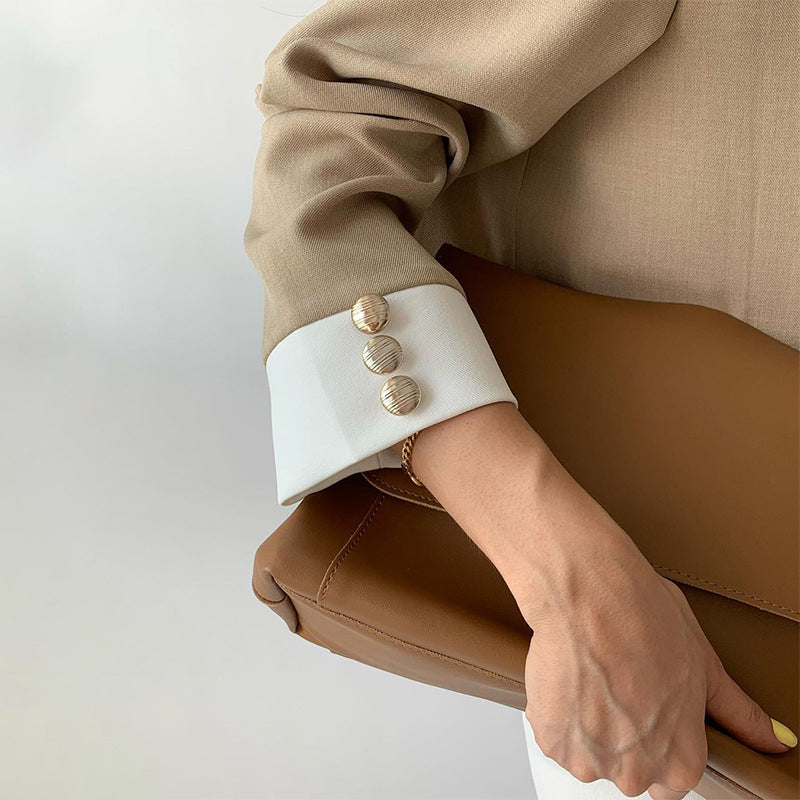 🍂Fall Specials🍂Women's Elegant Patchwork Stand Collar Blazer and Trousers