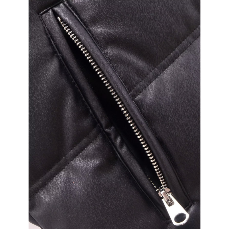Warm PU Leather Long Hooded Vest