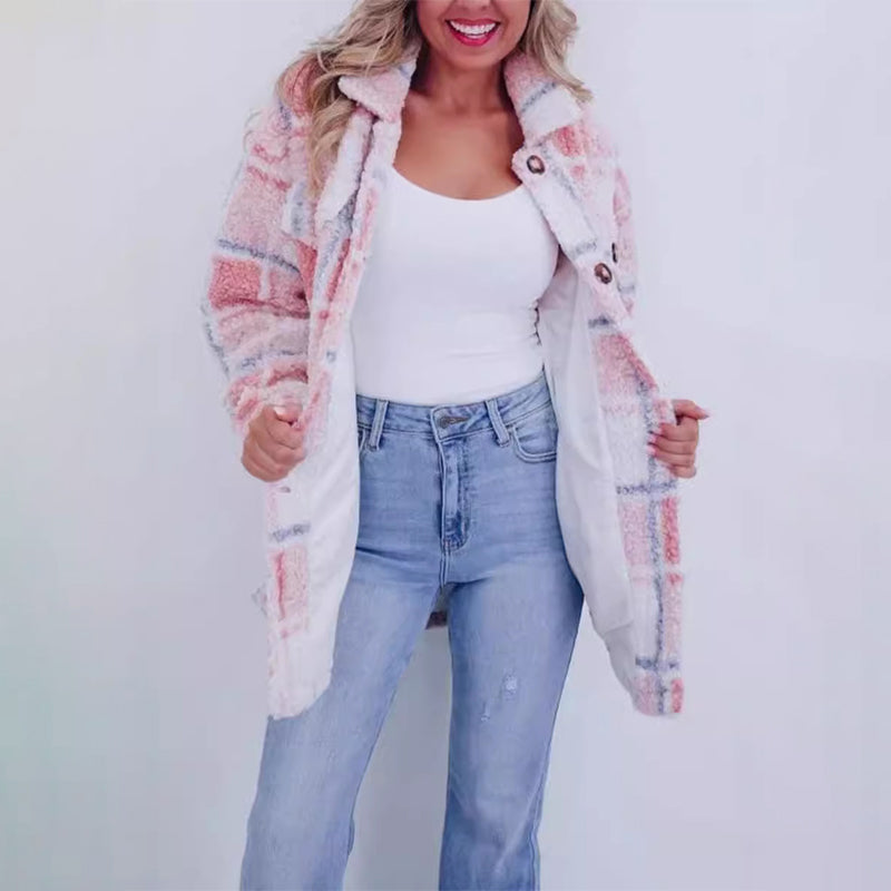 🌸🧥Women’s Teddy Plaid Shacket