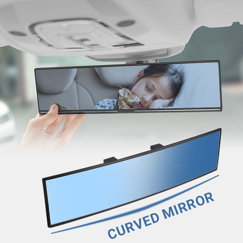 🚗👁️ Wide Car Curved Rear View Mirror – Wide Angle Vision, Easy Installation & Universal Fit（Safe Driving With Greater Visibility!）