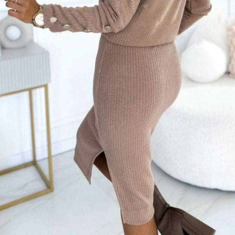 🎉Seasonal Sale - 50% OFF🎉Women’s Ribbed Knit Top ＆ Skirt Two-Piece Set