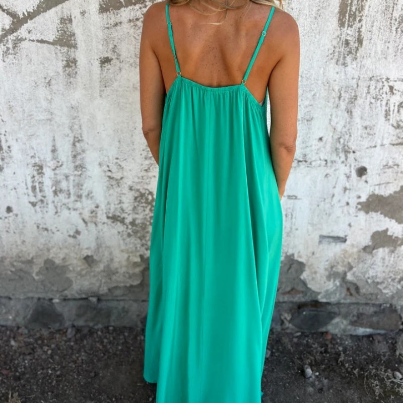 🌸Spring Specials💐 Women's Elegant Lace Trim V-Neck Spaghetti Strap Maxi Dress