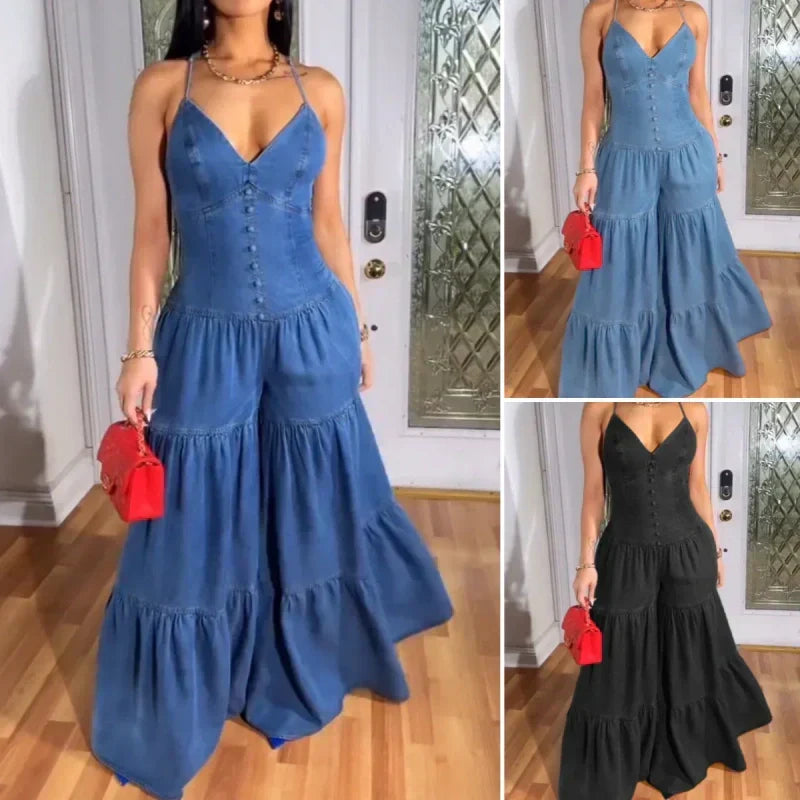 Women's Sexy V-Neck Backless Jumpsuit
