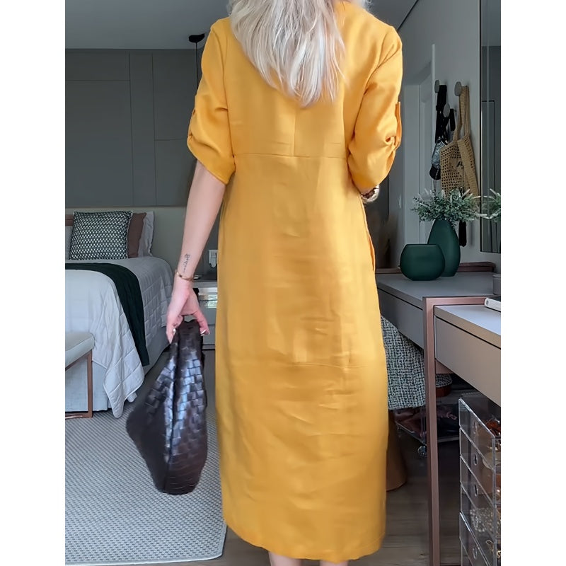 Women's Button-Down Side Slit Maxi Dress