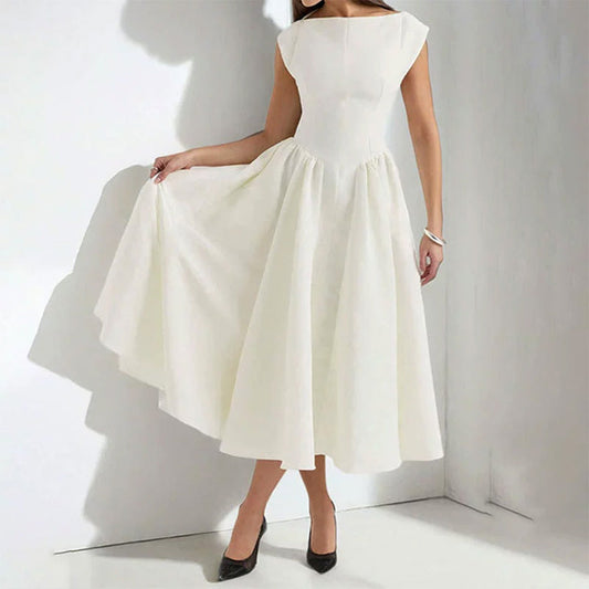 🎉💃Solid Color Sleeveless Waist Cinching A-Line Dress😍