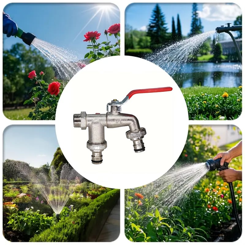 🔥Last Day 50% OFF🔥Universal Stainless Steel Double Outlet Garden Water Faucet