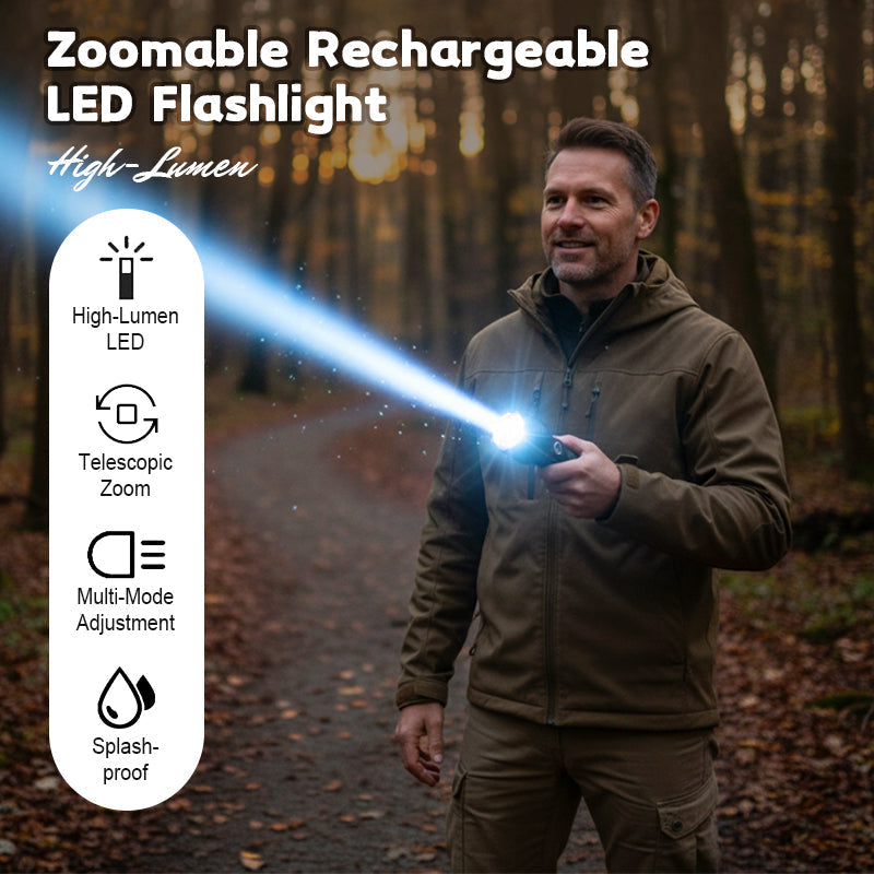 💥High-Lumen Zoomable Rechargeable LED Flashlight💥