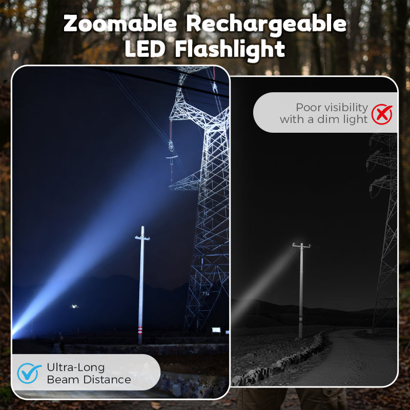 💥High-Lumen Zoomable Rechargeable LED Flashlight💥