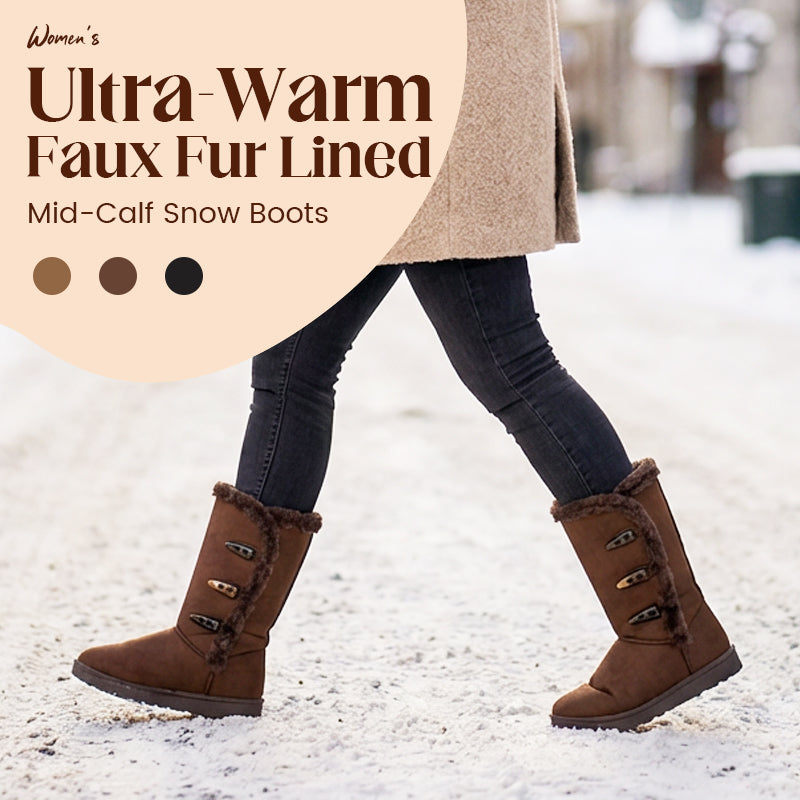 Women's Ultra-Warm Faux Fur Lined Mid-Calf Snow Boots