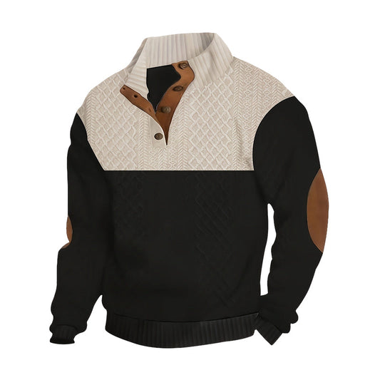 Men's Colorblock Button-Neck Sweater