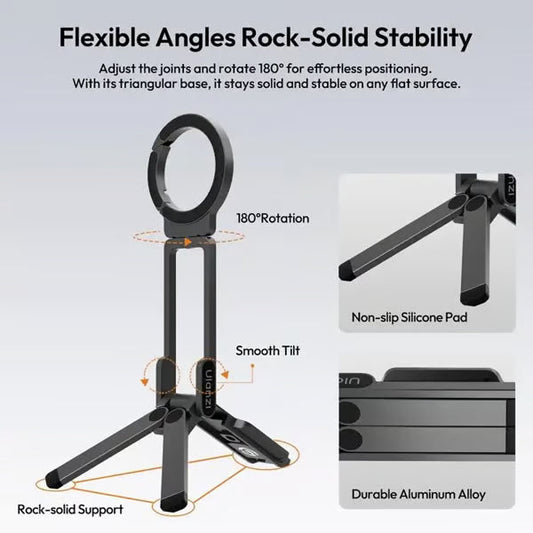 📢📢50% off!! ⏰ Magnetic Mount – 5-in-1 Mini Tripod with Dual MagSafe Magnets, Foldable Hook & Arca-Swiss Base! 📱🎥