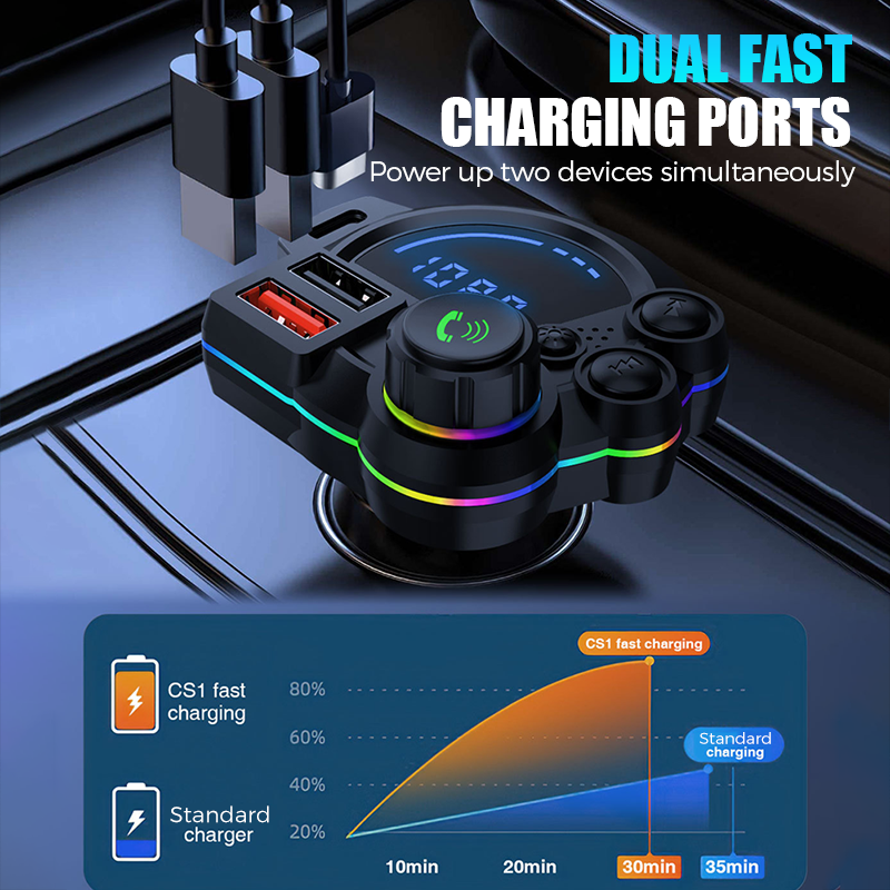 Universal Dual-Port Car FM Bluetooth Transmitter