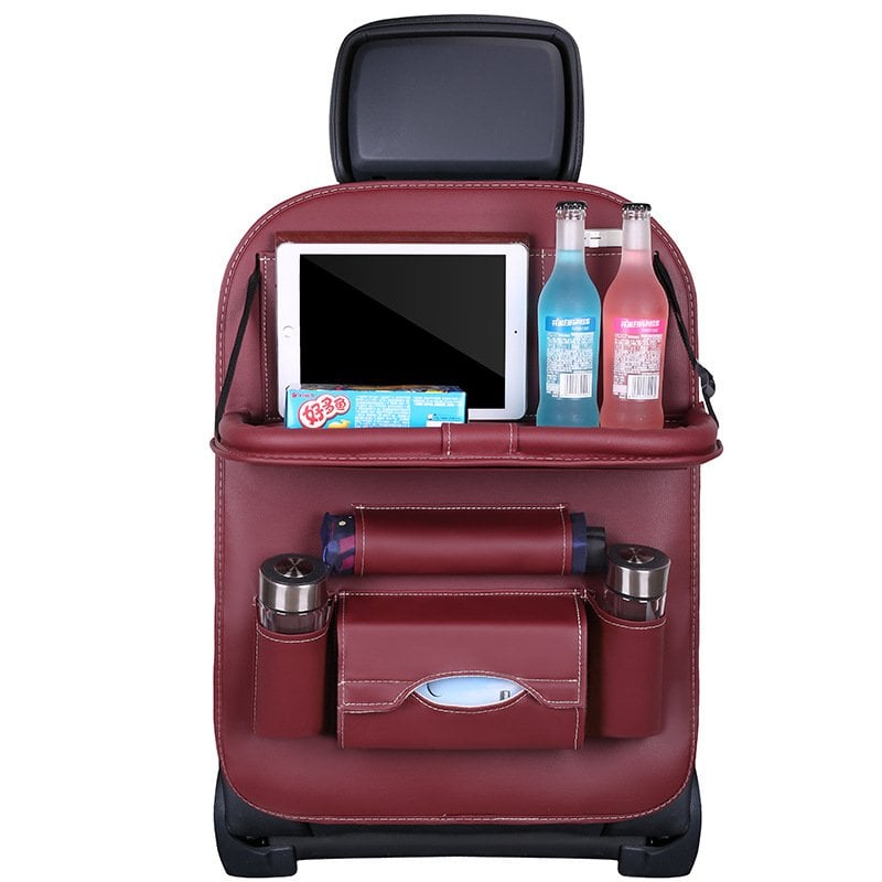 🥳2026 HOT SALE🥳💞50K+ SOLD!💥🚗Car Back Seat Leather Organizer Storage Bag with Foldable Table