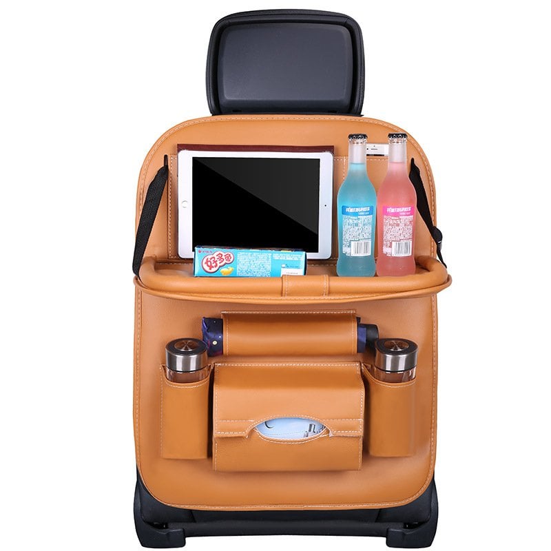 🥳2026 HOT SALE🥳💞50K+ SOLD!💥🚗Car Back Seat Leather Organizer Storage Bag with Foldable Table