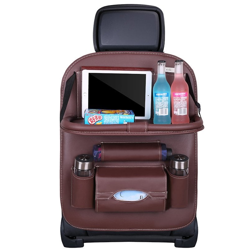 🥳2026 HOT SALE🥳💞50K+ SOLD!💥🚗Car Back Seat Leather Organizer Storage Bag with Foldable Table