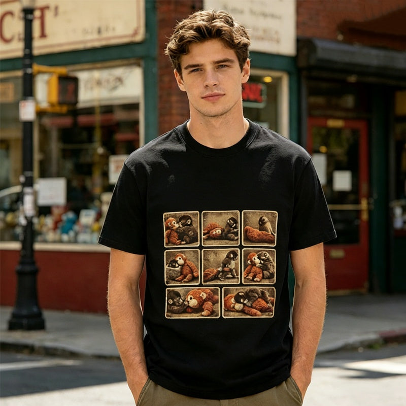 "Punch" Monkey Graphic Oversized T-Shirt
