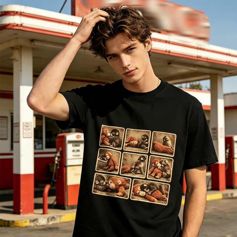 "Punch" Monkey Graphic Oversized T-Shirt