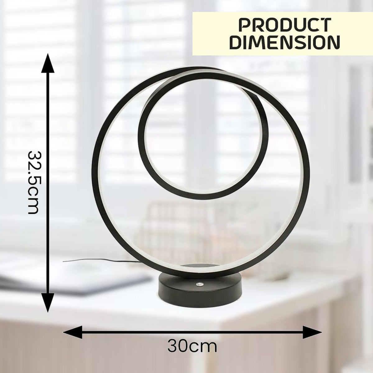 Living Room Table Lamp - Black Loop Table Lamp Touch Light Integrated Led Warm White Bedside Living Room