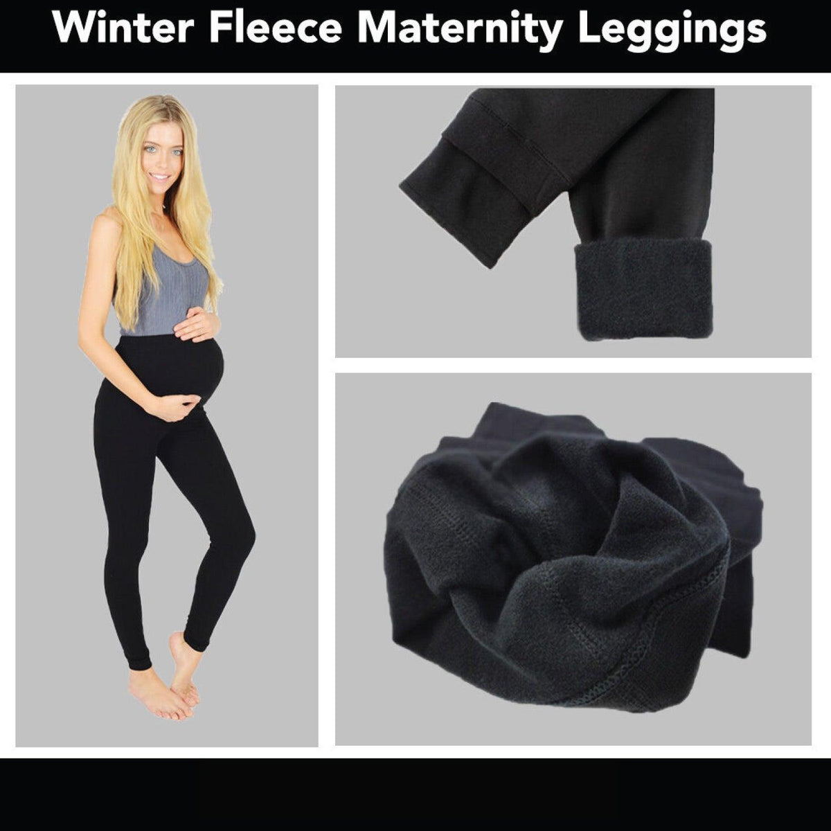 Fleece Lined Maternity Leggings - Mom Thick Leggings Soft Warm Full Length Cotton Pregnancy Pants