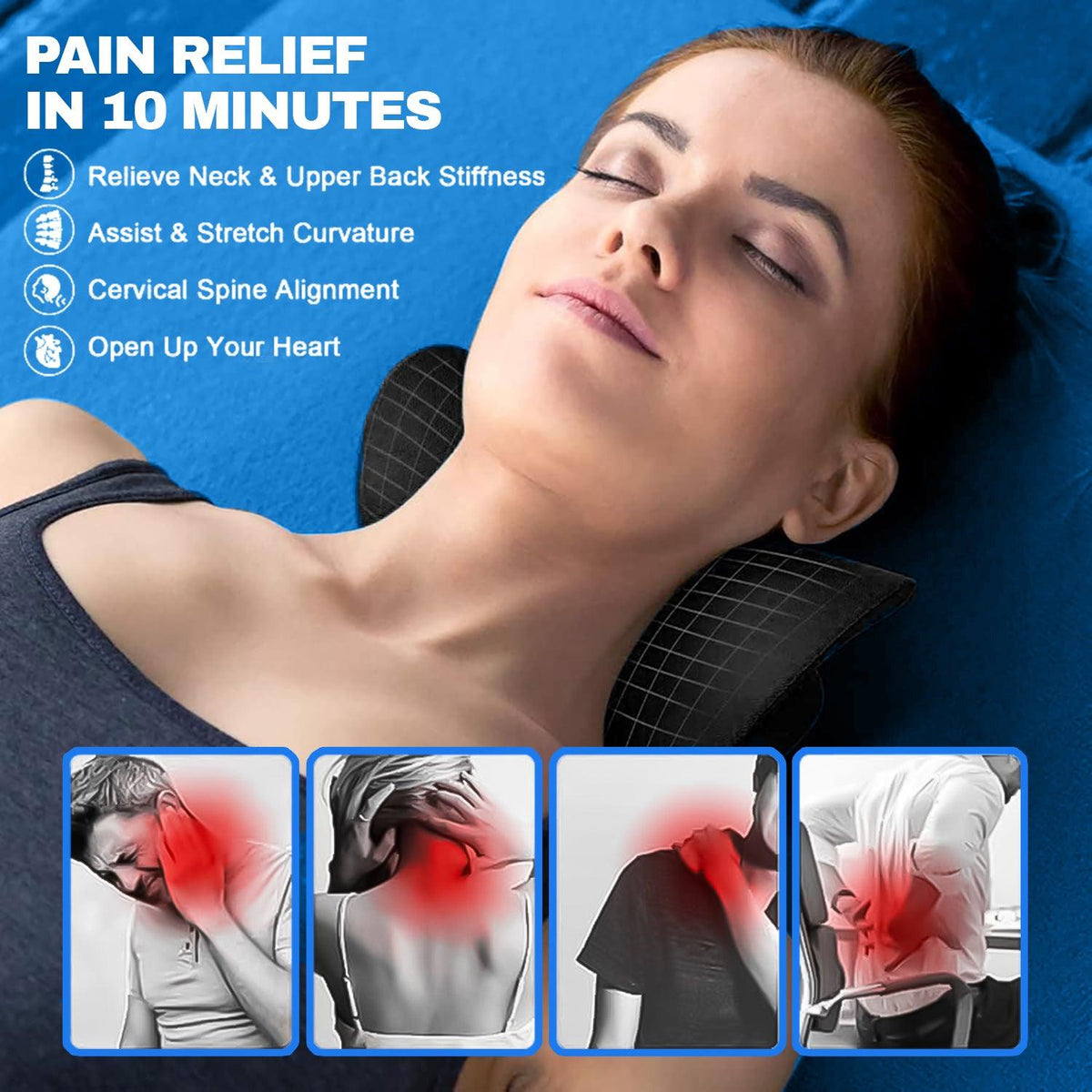 Neck Shoulder Massager - Upper Back Massager Cervical Traction Device Neck Stretcher For TMJ Pain Relief Cervical Spine Alignment Chiropractic Pillow