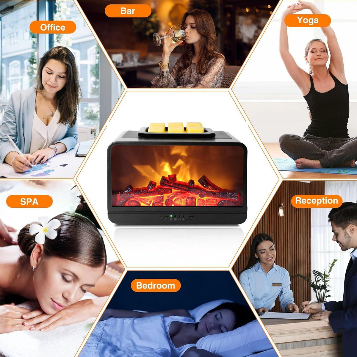 Electric Wax Melt Burner - Flame Fireplace Candle Wax Warmer Wax Melter for Scented Wax with 4 Timer